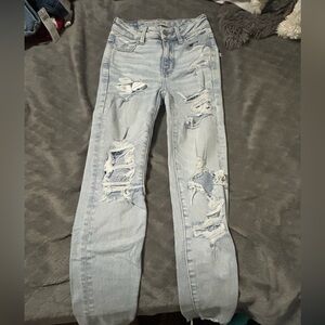 American Eagle Outfitters Light Blue Ripped Skinny Jeans